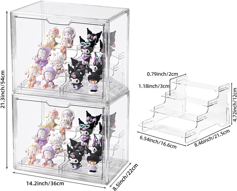 Uni HIMO 4Tier Display Case for Collectibles,Clear Display Box with 2 Stands ,Storage Container with Magnetic Door - Image 2
